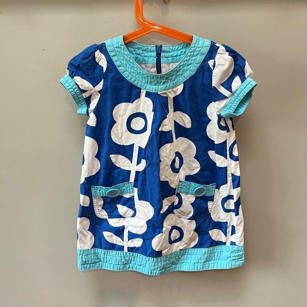 Mini Boden Girl's Blue Floral Dress- Size‎ 3-4Y